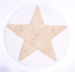 Bademåtte i lys beige rund med stjerne i Ø75 cm